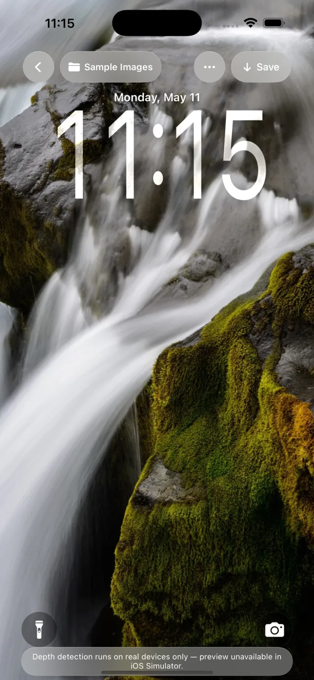 Depthlock lock-screen preview with the wallpaper subject lifted in front of the clock